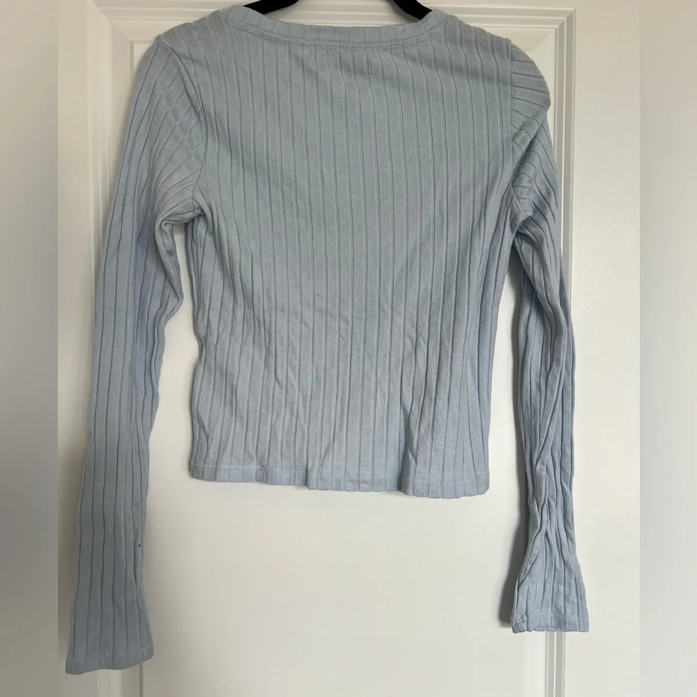 Light Blue A&F Ribbed Cardigan - Picture 8 of 9
